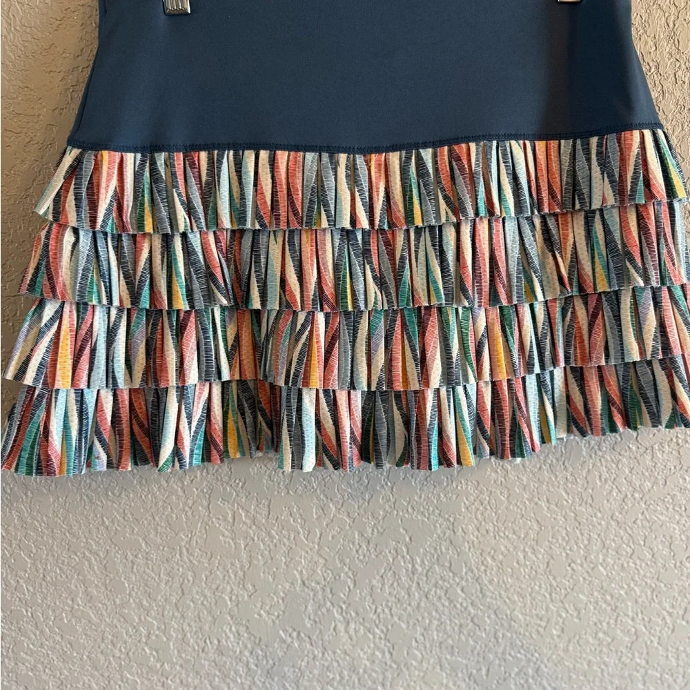 Lucky in Love Blue and Multicolor Ruffle Skirt - Picture 3 of 6